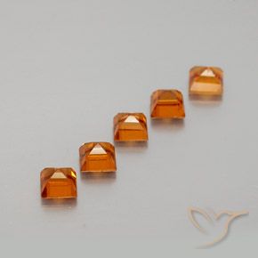 Hessonite Garnet Gemstones in 3.6 x 3.6 mm Size for Sale, Hessonite Garnet Stones in Medium Orange Color