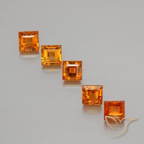 1.99 ctw Orange Hessonite Garnet Stones, Natural Hessonite Garnet in Square Facet Shape for Sale