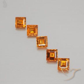 1.33 ctw Orange Hessonite Garnet Stones, Natural Hessonite Garnet in Square Facet Shape for Sale