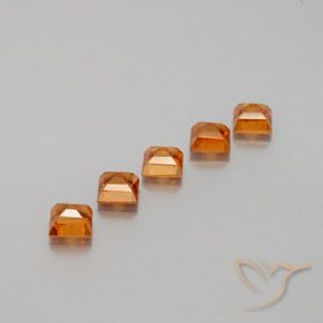 Hessonite Garnet Gemstones in 3.4 x 3.4 mm Size for Sale, Hessonite Garnet Stones in Yellowish Orange Color