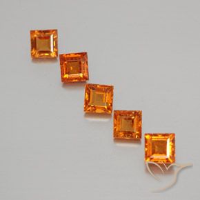 1.80 ctw Orange Hessonite Garnet Stones, Natural Hessonite Garnet in Square Facet Shape for Sale