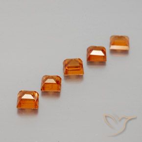 Hessonite Garnet Gemstones in 3.8 x 3.7 mm Size for Sale, Hessonite Garnet Stones in Medium Orange Color