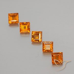 1.89 ctw Orange Hessonite Garnet Stones, Natural Hessonite Garnet in Square Facet Shape for Sale