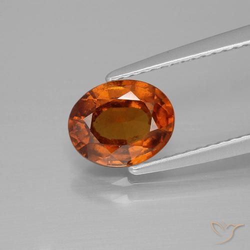 1.65ct Natural Deep Orange Hessonite Garnet, Oval, VS