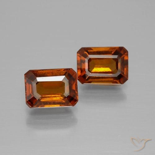 2.5 ct Orange Hessonite Garnet, 6.8 x 5 mm Octagon Cut From Sri Lanka, Photo A