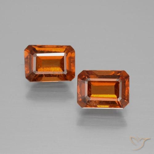 2.43 ct Orange Hessonite Garnet, 6.9 x 5 mm Octagon Cut From Sri Lanka, Photo A