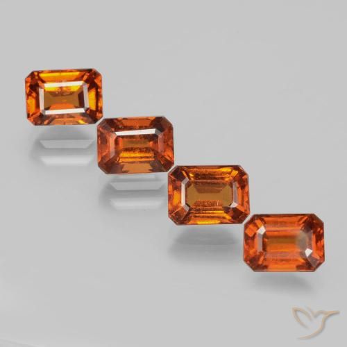 5.27ctw Natural Medium-Dark Orange Hessonite Garnet, Emerald Cut, VS-SI