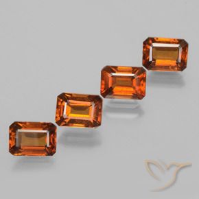 4.86 ctw Orange Hessonite Garnet Stones, Natural Hessonite Garnet in Octagon Facet Shape for Sale