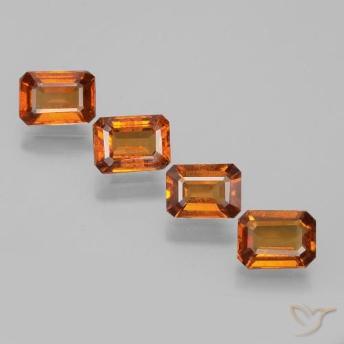 3.70ctw Natural Deep Orange Hessonite Garnet, Emerald Cut, VS