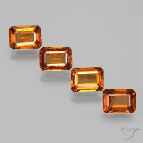 4.14ctw Natural Medium Orange Hessonite Garnet, Emerald Cut, VS
