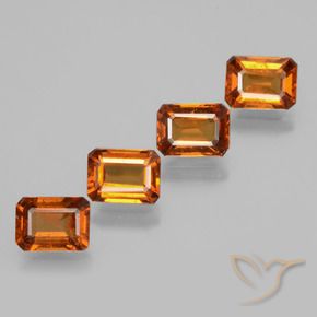 4.14 ctw Orange Hessonite Garnet Stones, Natural Hessonite Garnet in Octagon Facet Shape for Sale