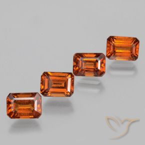 4.89 ctw Orange Hessonite Garnet Stones, Natural Hessonite Garnet in Octagon Facet Shape for Sale