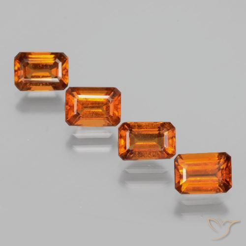 4.10ctw Natural Medium-Dark Orange Hessonite Garnet, Emerald Cut, VS