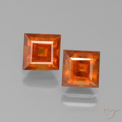 3.05 ct Orange Hessonite Garnet, 5.9 x 5.9 mm Square Cut From Madagascar, Photo A