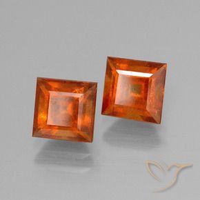 3.05 ctw Orange Hessonite Garnet Stones, Natural Hessonite Garnet in Square Facet Shape for Sale