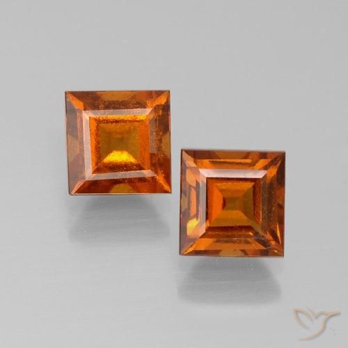 2.58 ct Orange Hessonite Garnet, 6 x 5.9 mm Square Cut From Madagascar, Photo A