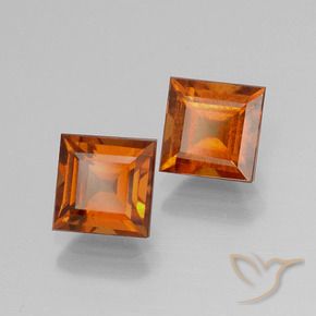 2.58 ctw Orange Hessonite Garnet Stones, Natural Hessonite Garnet in Square Facet Shape for Sale