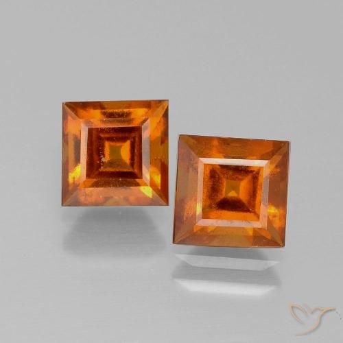 2.81 ct Orange Hessonite Garnet, 6 x 5.9 mm Square Cut From Madagascar, Photo A