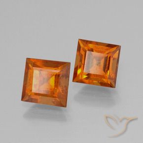 2.81 ctw Orange Hessonite Garnet Stones, Natural Hessonite Garnet in Square Facet Shape for Sale
