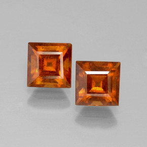 Deep Orange Hessonite Garnet Gem - 1.4ct Square Facet (ID: 392579)