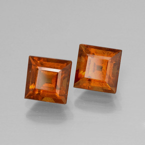 2.82 ctw Orange Hessonite Garnet Stones, Natural Hessonite Garnet in Square Facet Shape for Sale