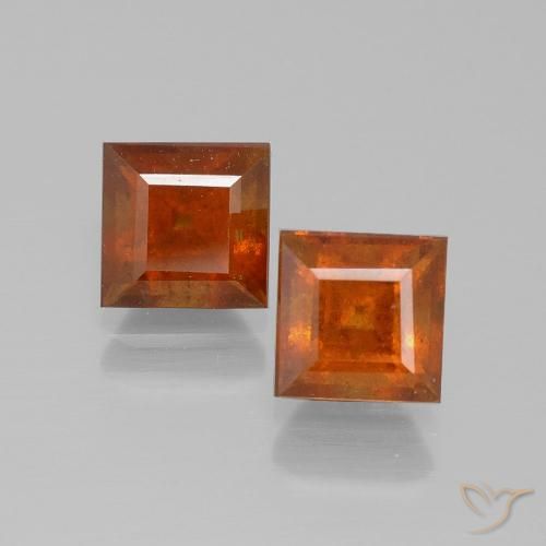 3.19 ct Orange Hessonite Garnet, 6.1 x 6 mm Square Cut From Madagascar, Photo A