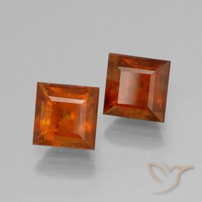 3.19 ctw Orange Hessonite Garnet Stones, Natural Hessonite Garnet in Square Facet Shape for Sale