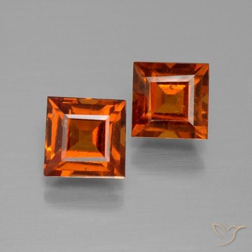 2.64 ct Orange Hessonite Garnet, 6.2 x 6.1 mm Square Cut From Madagascar, Photo A