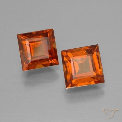 2.64 ctw Orange Hessonite Garnet Stones, Natural Hessonite Garnet in Square Facet Shape for Sale