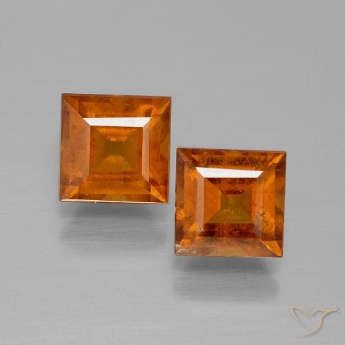 2.73 ct Orange Hessonite Garnet, 6 x 5.9 mm Square Cut From Madagascar, Photo A