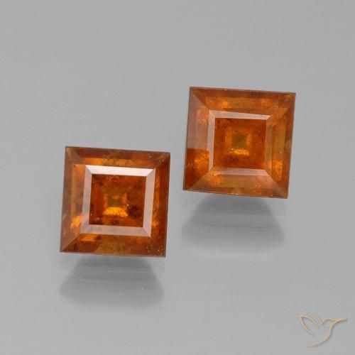 2.79 ct Orange Hessonite Garnet, 6 x 5.9 mm Square Cut From Madagascar, Photo A