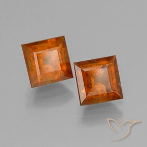 2.79 ctw Orange Hessonite Garnet Stones, Natural Hessonite Garnet in Square Facet Shape for Sale