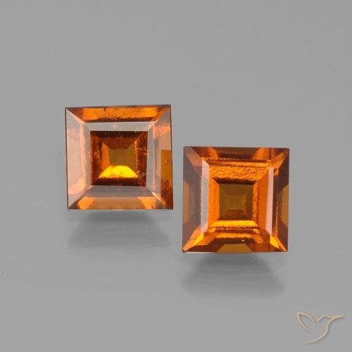 2.17 ct Orange Hessonite Garnet, 5.9 x 5.8 mm Square Cut From Madagascar, Photo A