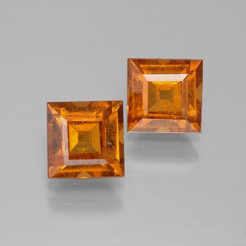 Orange moyen-foncé Grenat Hessonite gemme - 1.3ct Facette Carrée (ID: 392832)