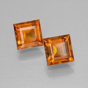 2.57 ctw Orange Hessonite Garnet Stones, Natural Hessonite Garnet in Square Facet Shape for Sale