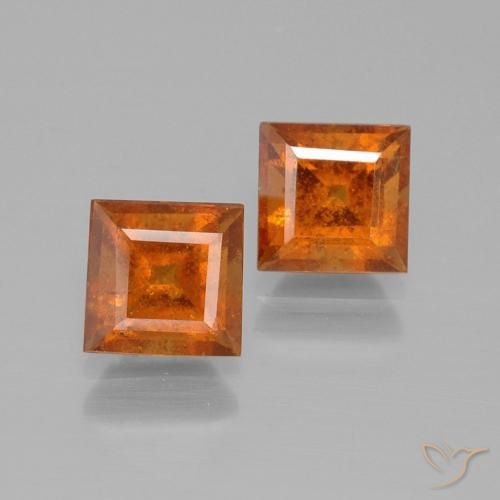 2.8 ct Orange Hessonite Garnet, 6 x 5.9 mm Square Cut From Madagascar, Photo A
