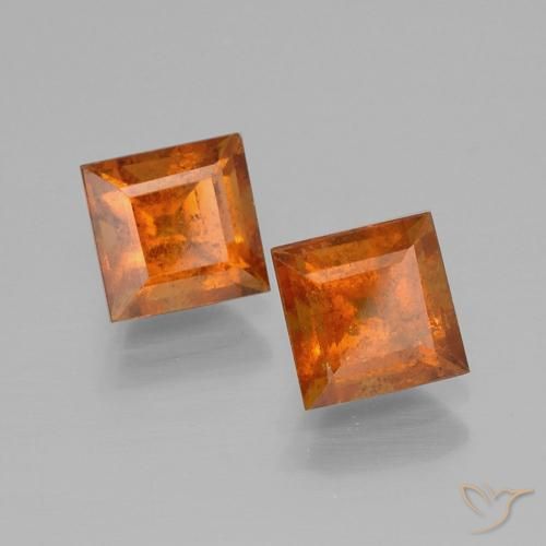 2.80 ctw Orange Hessonite Garnet Stones, Natural Hessonite Garnet in Square Facet Shape for Sale