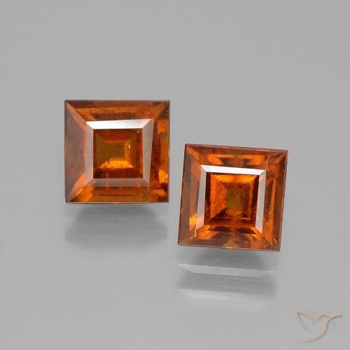 2.43 ct Orange Hessonite Garnet, 5.7 x 5.6 mm Square Cut From Madagascar, Photo A