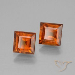 2.43 ctw Orange Hessonite Garnet Stones, Natural Hessonite Garnet in Square Facet Shape for Sale