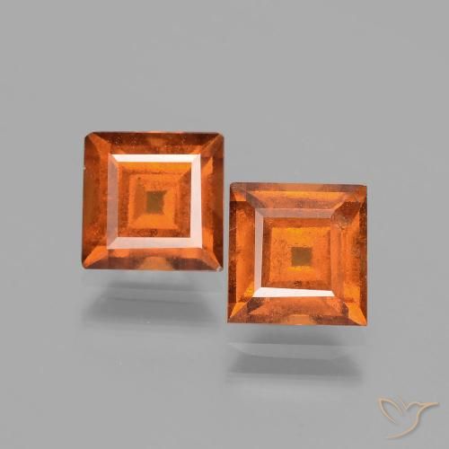 3.19 ct Orange Hessonite Garnet, 6.5 x 6.4 mm Square Cut From Sri Lanka, Photo A