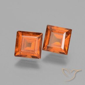 3.19 ctw Orange Hessonite Garnet Stones, Natural Hessonite Garnet in Square Facet Shape for Sale