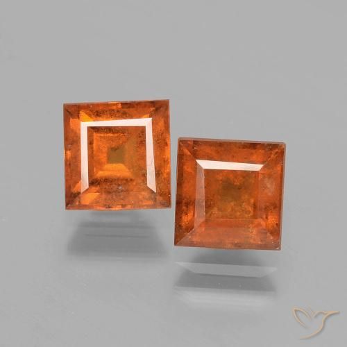2.91 ct Orange Hessonite Garnet, 6 x 5.9 mm Square Cut From Sri Lanka, Photo A