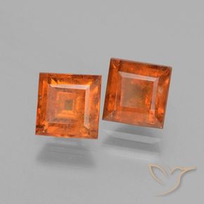 2.91 ctw Orange Hessonite Garnet Stones, Natural Hessonite Garnet in Square Facet Shape for Sale
