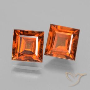 3.84 ctw Orange Hessonite Garnet Stones, Natural Hessonite Garnet in Square Facet Shape for Sale