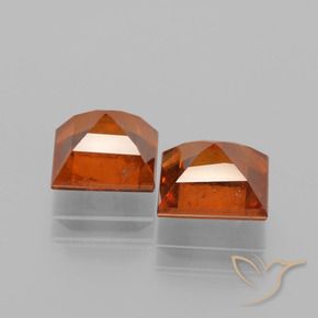 Hessonite Garnet Gemstones in 6.7 x 6.6 mm Size for Sale, Hessonite Garnet Stones in Deep Orange Color