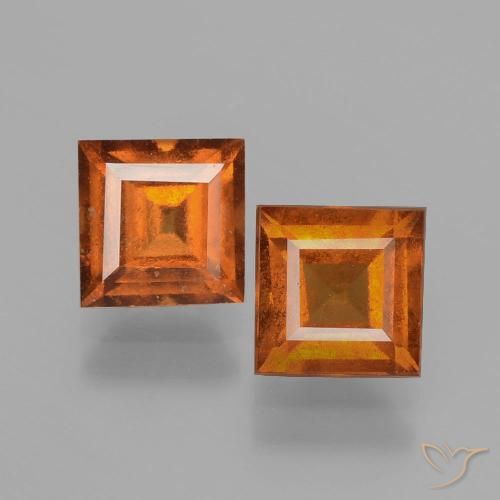 2.57 ct Orange Hessonite Garnet, 5.9 x 5.9 mm Square Cut From Sri Lanka, Photo A