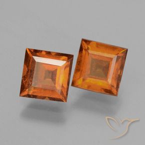 2.57 ctw Orange Hessonite Garnet Stones, Natural Hessonite Garnet in Square Facet Shape for Sale