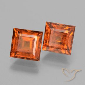 3.85 ctw Orange Hessonite Garnet Stones, Natural Hessonite Garnet in Square Facet Shape for Sale