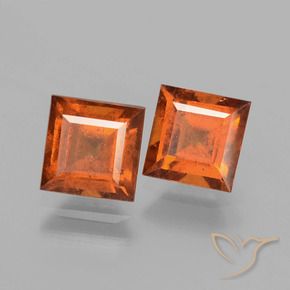 2.52 ctw Orange Hessonite Garnet Stones, Natural Hessonite Garnet in Square Facet Shape for Sale