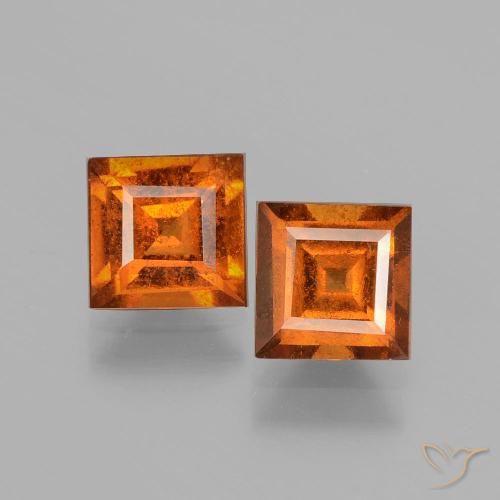 2.28 ct Orange Hessonite Garnet, 6 x 5.9 mm Square Cut From Sri Lanka, Photo A